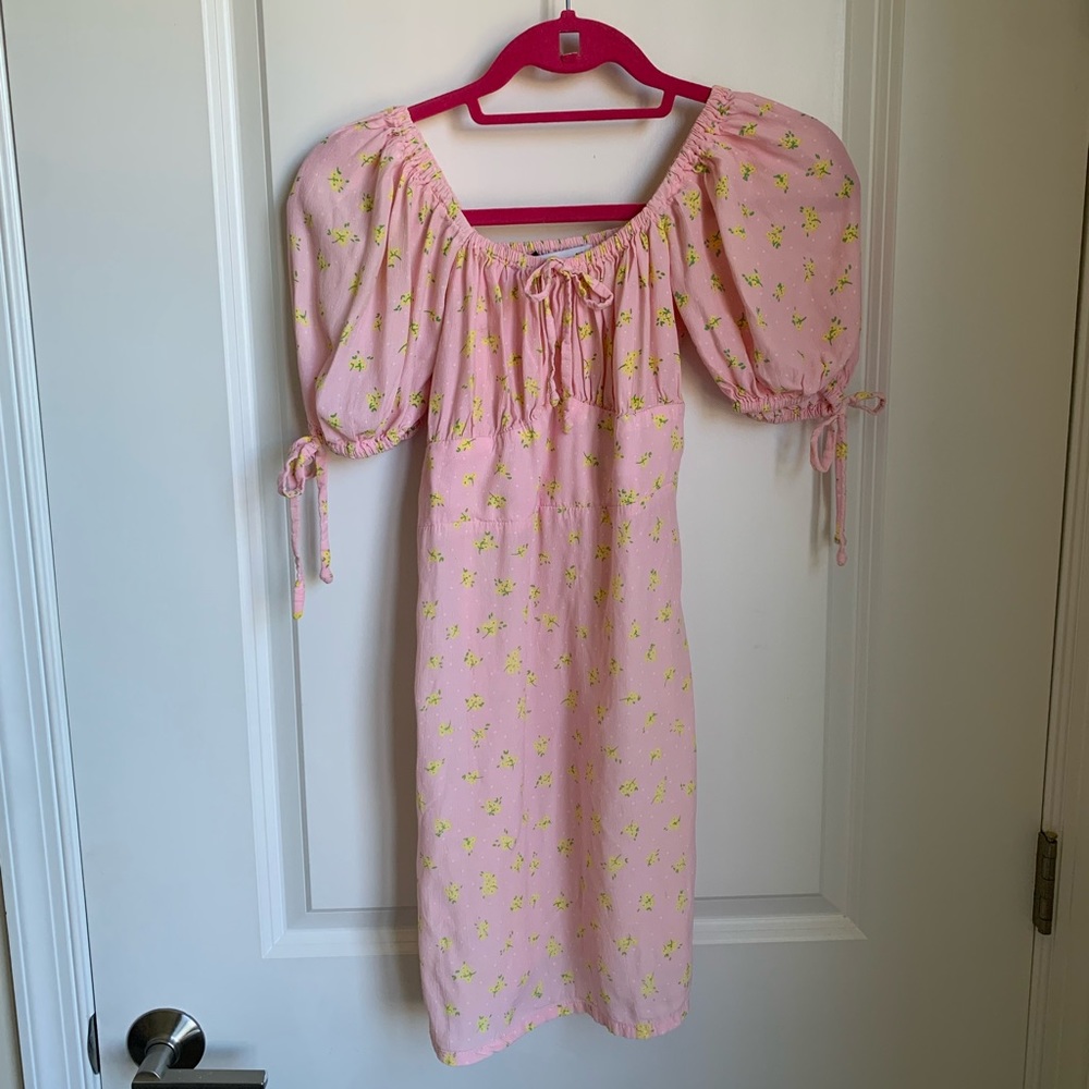 Faithfull The Brand Thea Pink Floral Mini Dress